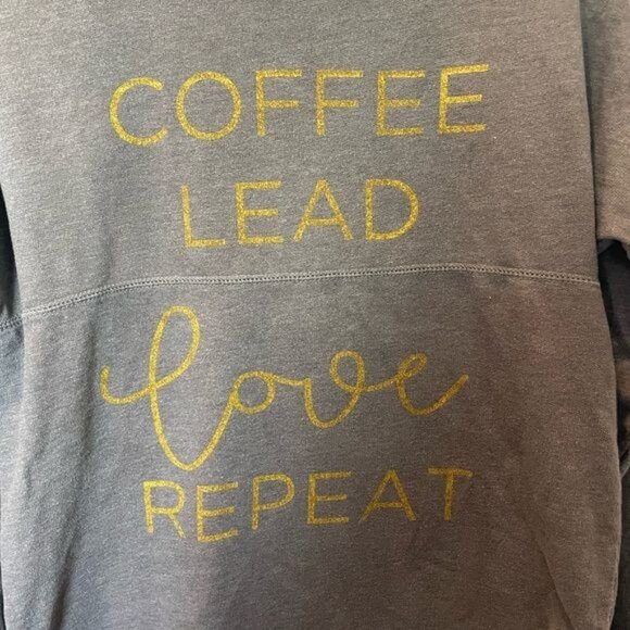 MV Sport Coffee Lead Love Repeat Oversized Sweatshirt Small Gray Cotton Blend - Picture 7 of 7